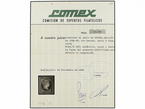 * ESPAÑA. Ed. 47. 2 cuartos verde. PIEZA DE LUJO. Cert. COME