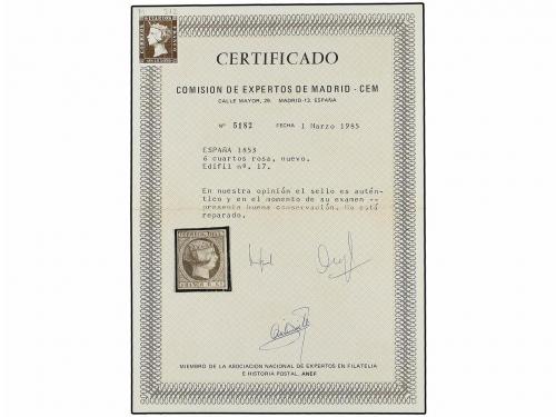 (*) ESPAÑA. Ed. 17. 6 reales carmín. MAGNÍFICO EJEMPLAR. Cer