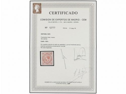 ** ESPAÑA. Ed. 187s. 5 pts. rosa carmín SIN DENTAR. Márgenes