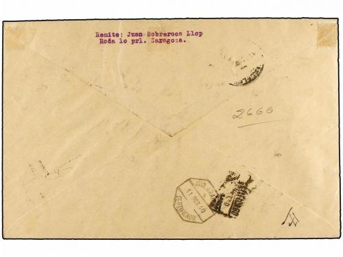 ✉ ESPAÑA. Ed. 904/13. 1940. ZARAGOZA a BARCELONA. Serie comp