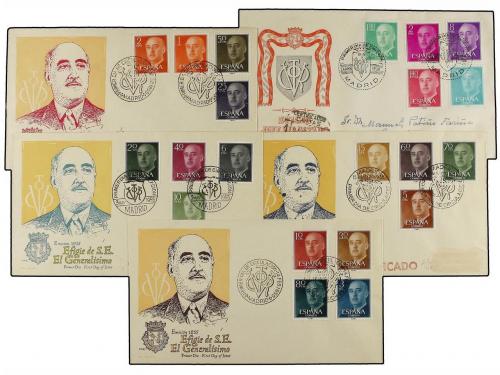 ✉ ESPAÑA. Ed. 1143/63. FRANCO. Serie completa en cinco sobre