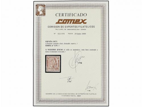 * ESPAÑA. Ed. 139. 4 pts. castaño claro. Excelente centraje.