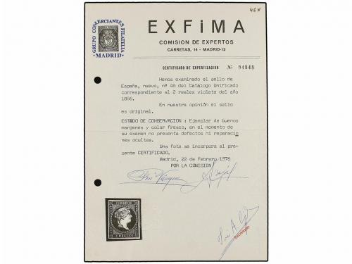 (*) ESPAÑA. Ed. 46. 2 reales castaño violeta. MAGNÍFICO EJEM
