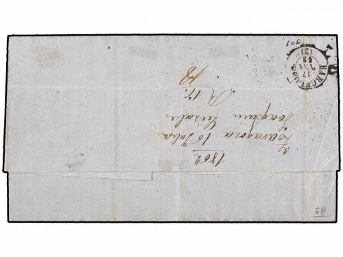 ✉ ESPAÑA. Ed. 58. 1862. ZARAGOZA a BARCELONA. 4 cuartos cast