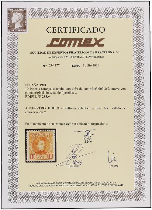 ** ESPAÑA. Ed. 255. 10 pts. naranja. ESPECTACULAR EJEMPLAR d