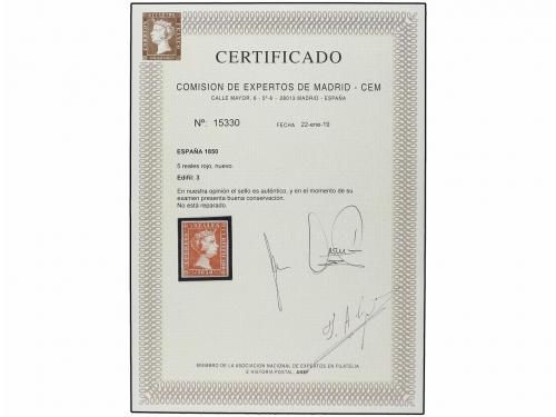 * ESPAÑA. Ed. 3. 5 reales rojo. EXTRAORDINARIO EJEMPLAR, col