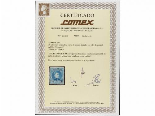 ** ESPAÑA. Ed. 252ec. 50 cts. verde ERROR DE COLOR. Centraje