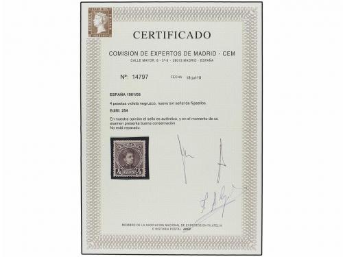 ** ESPAÑA. Ed. 254. 4 pts. lila. Centraje perfecto, rarísimo