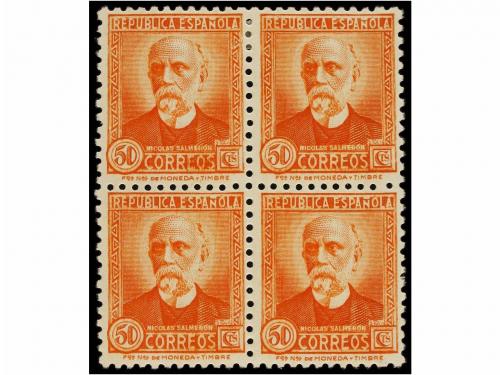 **/* ESPAÑA. Ed. 655/61. SERIE COMPLETA en bloques de cuatro