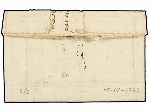 ✉ ESPAÑA: PREFILATELIA. 1792. LIRIA a CALAF. Marca LI / VALE