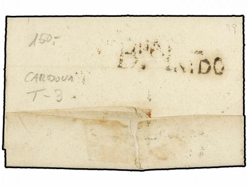 ✉ ESPAÑA: PREFILATELIA. 1783. MONTCLAR a BARCELONA. Marca CA