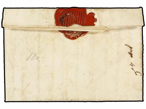 ✉ ESPAÑA: PREFILATELIA. 1825. TARRAGONA a BARCELONA. Marca T