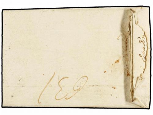 ✉ ESPAÑA: PREFILATELIA. 1748. TARRAGONA a BARCELONA. Marca T