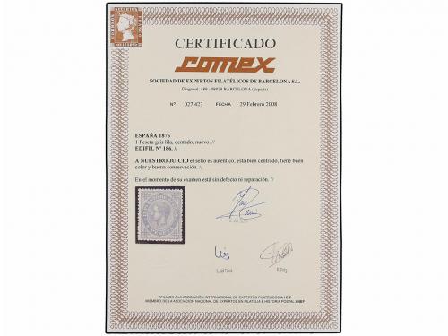 * ESPAÑA. Ed. 186. 1 pta. gris. Excelente centraje. PIEZA DE