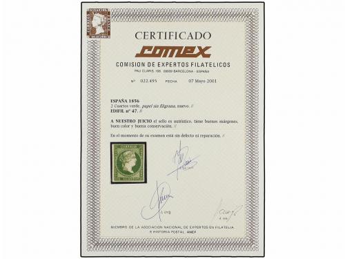 * ESPAÑA. Ed. 47. 2 cuartos verde. PIEZA DE LUJO. Cert. COME