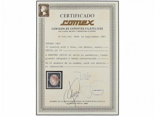 * ESPAÑA. Ed. 70. 12 cuartos azul y rosa. PIEZA DE LUJO. Cer