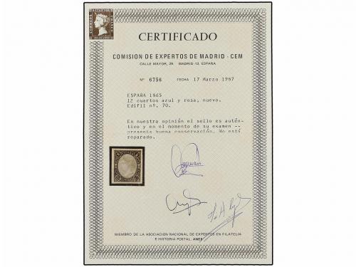 * ESPAÑA. Ed. 71. 19 cuartos castaño y rosa. PIEZA DE LUJO. 