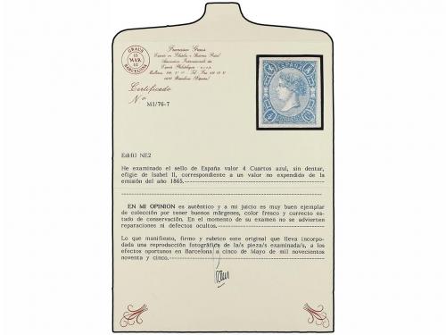 (*) ESPAÑA. Ed. NE 2. NO EMITIDO. 4 cuartos azul. PIEZA DE L