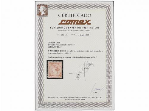 * ESPAÑA. Ed. 80. 2 cuartos rosa. Bien centrado. MAGNÍFICO E