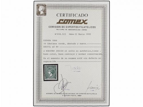 (*) ESPAÑA. Ed. 84. 10 cts. verde. Excelente color y centraj