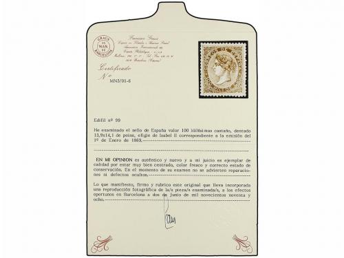 * ESPAÑA. Ed. 99. 100 mils. castaño. PIEZA DE LUJO. Cert. GR