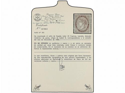 (*) ESPAÑA. Ed. 101. 19 cuartos castaño. Excelente centraje.