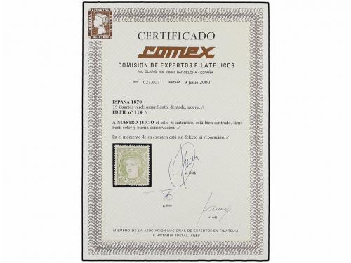 (*) ESPAÑA. Ed. 114. 19 cuartos verde. Excelente centraje. P
