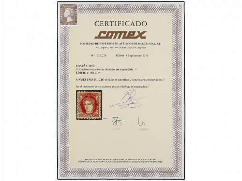 * ESPAÑA. Ed. NE 3. 12 cts. carmín. Color y centraje excepci