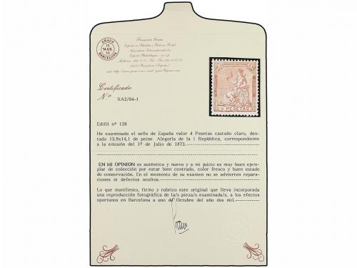 ** ESPAÑA. Ed. 139. 4 pts. castaño rojo. Excelente centraje.
