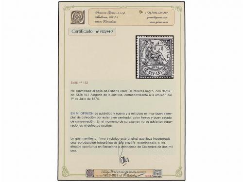 * ESPAÑA. Ed. 152. 10 pts. negro. Excelente centraje para es