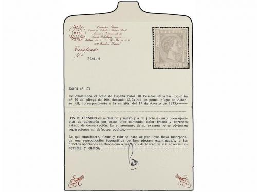 * ESPAÑA. Ed. 171. 10 pts. ultramar. Muy buen centraje para 