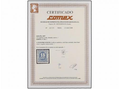 (*) ESPAÑA. Ed. 234. 15 cts. verde. Buen centraje. MAGNÍFICO