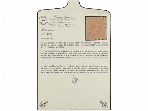 * ESPAÑA. Ed. 225. 75 cts. naranja. Excelente centraje. PIEZ