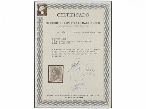 * ESPAÑA. Ed. 209. 10 pts. sepia oliva. Excelente color y ce
