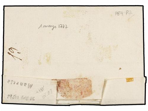 ✉ ESPAÑA: PREFILATELIA. 1777. MANRESA a BERGA. Marca lineal 