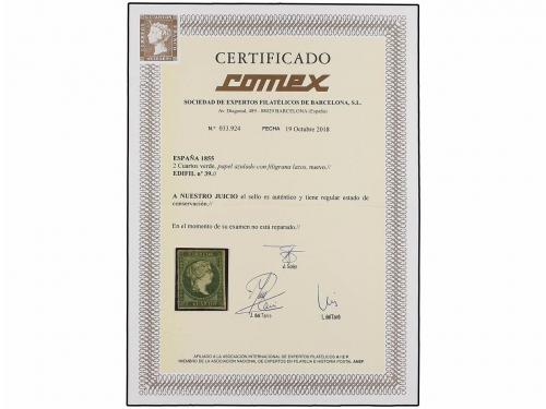 * ESPAÑA. Ed. 39. 2 cuartos verde. Bonito ejemplar de márgen