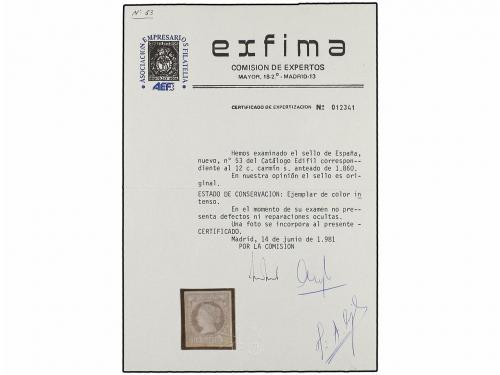 (*) ESPAÑA. Ed. 53. 12 cuartos carmín. Muy bonito ejemplar. 