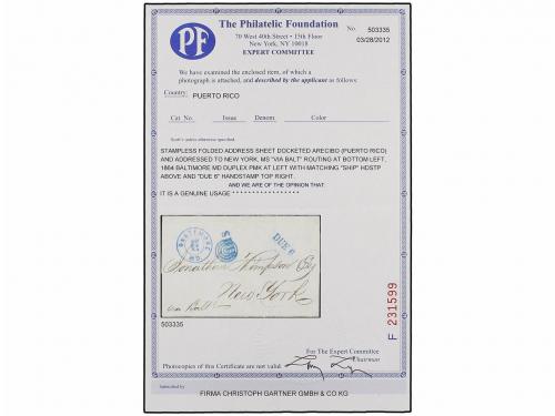 ✉ COLONIAS ESPAÑOLAS: PUERTO RICO. 1864. ARECIBO (Puerto Ric