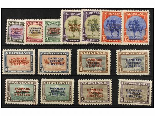 */** GROENLANDIA. Fa. 19/27 + V2. 1945. Complete set red and