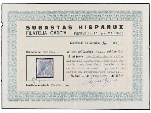 * ESPAÑA. Ed. 171. 10 pts. ultramar. Centraje normal de la e