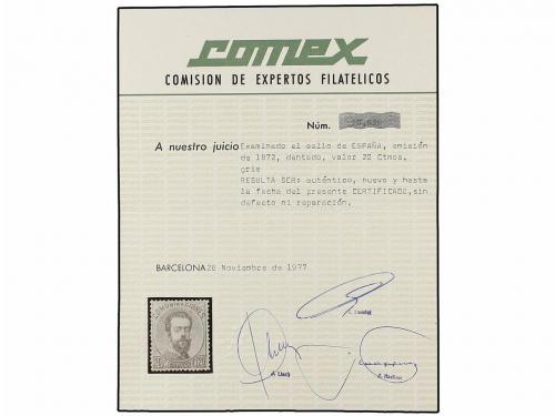 * ESPAÑA. Ed. 123. 20 cts. gris. PIEZA DE LUJO. Cert. COMEX.