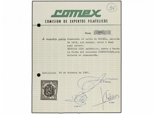 (*) ESPAÑA. Ed. 34. 1 real azul. Grandes márgenes. PIEZA DE 