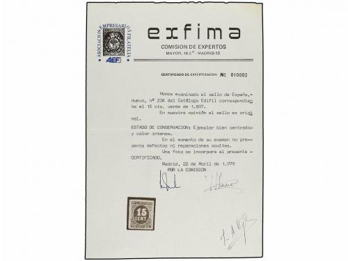 * ESPAÑA. Ed. 234. 15 cts. verde. Centraje excelente, dentad