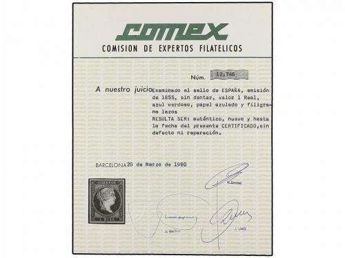 ** ESPAÑA. Ed. 41. 1 real azul verde. PIEZA DE LUJO. Cert. C