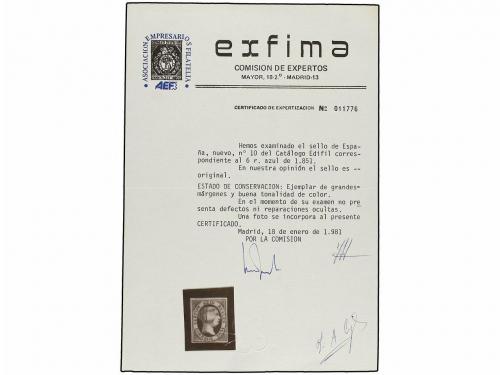 (*) ESPAÑA. Ed. 10. 6 reales azul. Grandes márgenes. PIEZA D