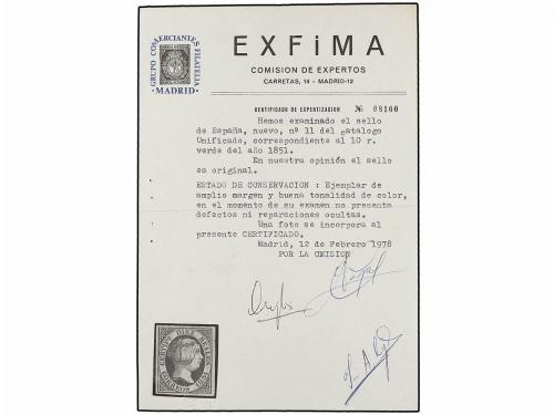 (*) ESPAÑA. Ed. 11. 10 reales verde. PIEZA DE LUJO. Cert. EX