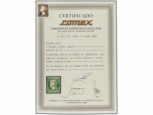 (*) ESPAÑA. Ed. 15. 5 reales verde. Excelente color y márgen
