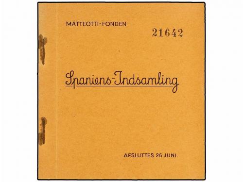 ✉ ESPAÑA GUERRA CIVIL. DINAMARCA. Carnet con cuatro sellos d