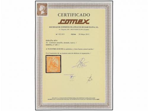 * ESPAÑA. Ed. 149. 50 cts. amarillo. Color excepcional y bue