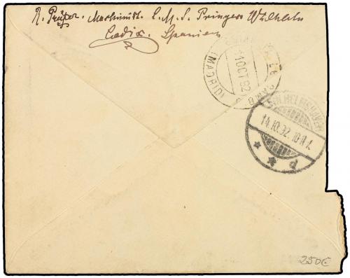 ✉ ESPAÑA. Ed. 213, 217 y 219. 1892. CÁDIZ a ALEMANIA. 2 c. v